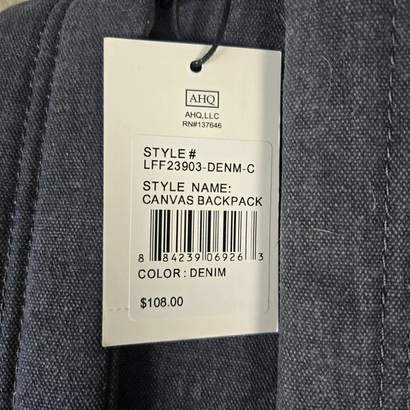 London Fog Canvas Backpack Denim Blue School Travel Book Bag - Picture 4 of 4